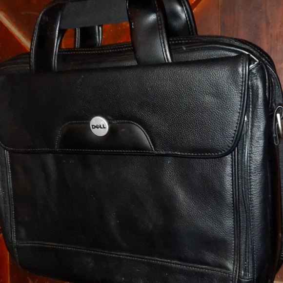 Dell Bags Dell Black Leather Laptop Bag Case Poshmark
